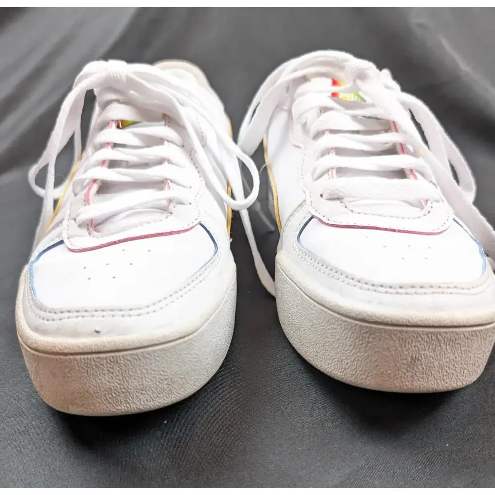 Puma 6.5 Women's / 5 Girls Shoes White w Rainbow Tag and Stripes